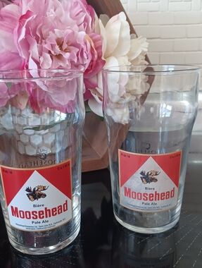 Moosehead Pale Ale Collectible Pint Glass Beer Barwear Set Of 2